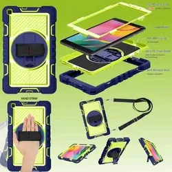 Wigento Für Samsung Galaxy Tab S9 / S8 Plus u. FE / S7 FE / S7 Plus aufstellbare Outdoor Hybrid Blau 360 Grad mit Halte-Schlaufe Tablet Tasche Etuis Cover Case Schutz Robust Neu