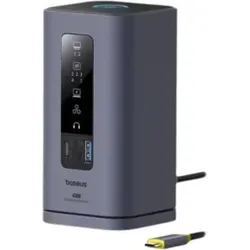 Baseus Spacemate Hub, USB Typ-C, HDMI, RJ-45, USB 3.2 - Multifunktionaler Hub mit 10 Anschlüssen, 4K Ultra HD Unterstützung und 5000 Mbit/s Datenübertragung für maximale Konnektivität und Leistung.