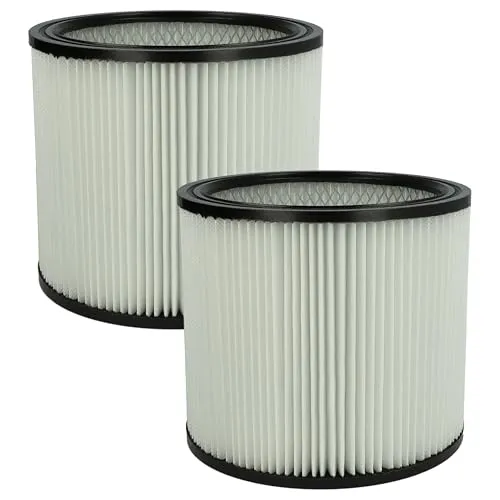 vhbw 2x Faltenfilter kompatibel mit ShopVac Classic 20 Inox, 20 Staubsauger - Patronenfilter Schwarz Weiß Abwaschbar