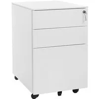 Songmics Rollcontainer OFC60WT, abschließbar - Vertikale Büro-Aktenschränke mit 2 Schüben und Hängeregistratur, ideal für sicheren und organisierten Stauraum im Büro.