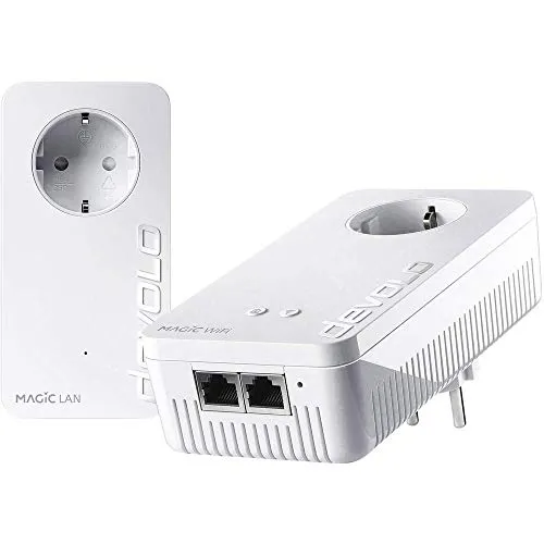 devolo Magic 2 WiFi 2-1-2 Powerline WLAN Starter Kit - PowerLAN-Netzwerke mit 2400 Mbps Powerline-Übertragung für blitzschnelles Gaming und Streaming, ideal für alle Geräte im Home Office oder Gaming-Bereich.