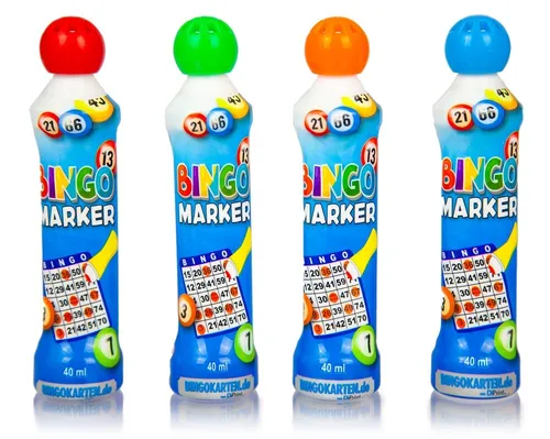 DiPrint Bingo-Marker Set (4 Farben) - Hochwertige Bingo-Marker für präzise Markierungen in lebendigen Farben. Ideal für spannende Bingorunden, mit 40 ml pro Farbe für viele Spiele. Einfaches Tupfen für maximalen Spielspaß!