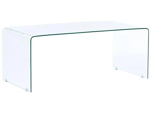 Couchtisch KENDALL aus Sicherheitsglas - Transparent - Moderner Couchtisch aus robustem Sicherheitsglas, ideal für jedes Wohn- und Schlafzimmer. Sein minimalistisches Design fügt sich harmonisch in verschiedene Einrichtungsstile ein.