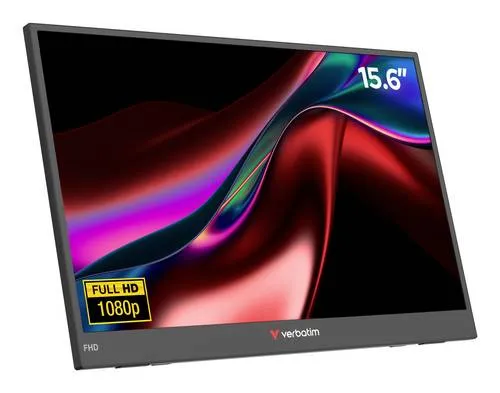 Verbatim Tragbarer 15,6" Monitor - Full HD IPS mit USB-C - Monitore: Tragbarer 15,6" Full HD Monitor mit IPS-Technologie und vielseitigen Anschlussmöglichkeiten, ideal für Arbeit und Unterhaltung unterwegs.