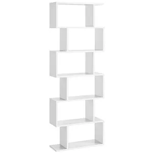 Boxxx Bücherwand Weiß, 6 Fächer - Elegante Bücherwand aus Holzwerkstoff, 70x191x24 cm, bietet Platz für Ihre Bücher und Deko. Ideal für Wohnzimmer, mit Typenauswahl und praktischen Einlegeböden.