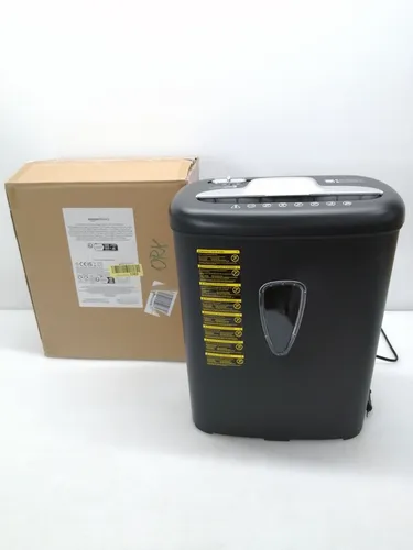 Amazon Basics Hochsicherheits-Kreuzschnitt-Aktenvernichter - Aktenvernichter für 7-8 Blätter, zerschneidet auch Kreditkarten. Sicherheitsgrad P3 und 15,5 l Fassungsvermögen. Ideal für sicheres Dokumentenmanagement zu Hause oder im Büro.