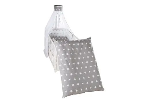 roba® Kinderbettwäsche 100 x 135 cm, Little Stars grau - Bettdecken Set aus 100% Baumwolle, mit niedlichem Sternen-Motiv, ideal für ein gemütliches Kinderzimmer und sorgt für süße Träume.