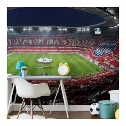 FC Bayern München Fototapete Große Fußballtapete FC Bayern München Pack Mas Vliestapete Allianz, sportliche Wohnzimmer Tapete bunt 3.84 m x 2.6 m