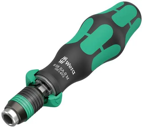 Wera 838 RA-R M - Werkstatt Bit-Schraubendreher 1/4" (6.3 mm), mit intuitiver Ratschenfunktion und ergonomischem Griff für müheloses Arbeiten