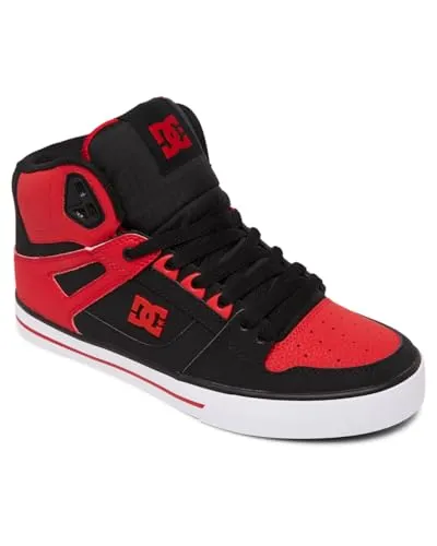 DC Shoes Herren Puur Sneaker - Fiery Red White Black, 40.5 EU - Herren-Skateboardschuhe mit robustem Obermaterial aus Leder und Nubuk, gepolsterter Zunge für maximalen Komfort und abriebfester Gummisohle für beste Performance.