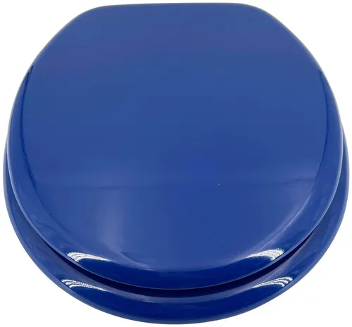 ADOB WC Sitz Klobrille Holzkern Blau - Robuster WC-Sitz mit schwerem Holzkerngestell und messingverchromten Scharnieren. Ideal für alle gängigen WC-Keramiken und einfach zu montieren. Pflegeleicht und langlebig – Ihr zuverlässiger Partner im Bad!