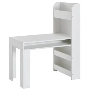 Wohnling Kinderschreibtisch WL6.388, 90 x 110 x 50cm, weiß - Kinderschreibtisch mit integriertem Regal und Stauraum für Schreibutensilien. Kratzfest und abwaschbar, ideal für kreative Kinderzimmer.