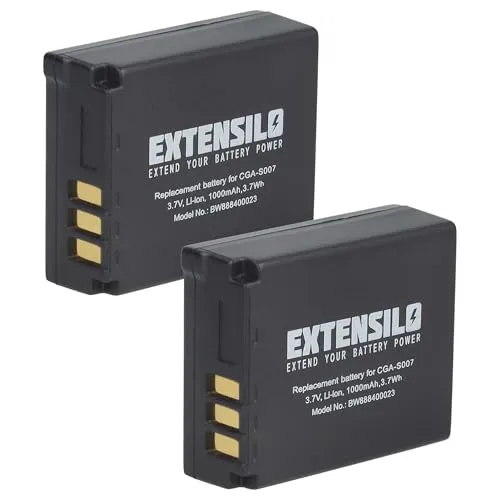 EXTENSILO 2X Akku kompatibel mit Panasonic Lumix DMC-TZ5, DMC-TZ50 Kamera (1000 mAh, 3,7 V, Li-Ion)