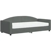 vidaXL Tagesbett mit Matratze Dunkelgrau 90x200 cm - Praktisches 2-in-1 Tagesbett für Wohn- und Schlafzimmer, das tagsüber als Sofa und nachts als Bett dient. Inklusive komfortabler Schaumstoffmatratze für optimalen Schlaf.