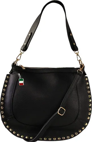 FLORENCE Schultertasche – Elegante Umhängetasche aus Leder für Damen - Schultertaschen aus echtem Kalbsleder, stilvolles Design in Schwarz, ideal für den täglichen Gebrauch und besondere Anlässe.