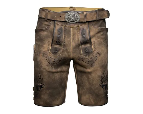 Maddox Trachtenlederhose Urgsee Herren – Bayerische Lederhose für das Oktoberfest - Elegante Trachtenlederhose aus 100% Leder in Braun, ideal für festliche Anlässe. Strapazierfähig und mit Gürtelschlaufen für optimalen Sitz. Perfekt für den bayerischen Lifestyle!