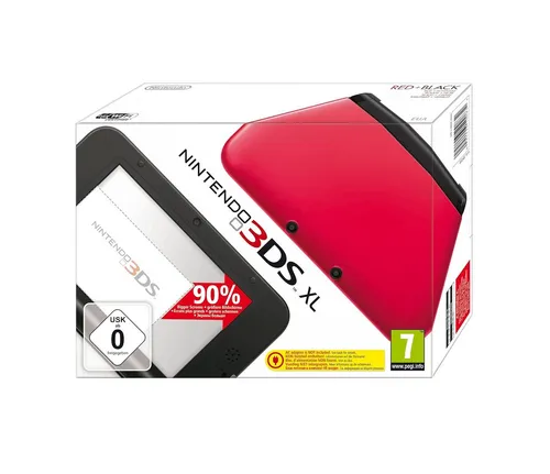 Nintendo 3DS XL - Spiele in Rot/Schwarz - Handheld-Konsole für 3DS und DS Spiele, mit großem 12,39 cm Bildschirm, ideal für Gaming unterwegs und ein tolles Spielerlebnis.