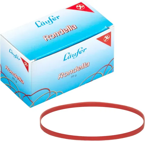 Läufer RONDELLA Gummibänder im Karton 50 g 130 x 4 mm rot