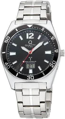QUALITY TIME Funkuhr QGA-10899-21M - Armbanduhr mit analoger und digitaler Anzeige, Funktechnologie für exakte Zeit und automatischer Zeitumstellung. Wasserdicht bis 5 bar und mit robustem Edelstahlarmband.