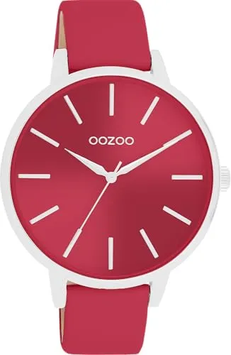OOZOO Quarzuhr Damen C11544 – Trendige 38 mm Armbanduhr mit kirschrotem Gehäuse und Lederband - Stylische Damen-Armbanduhr im Trend-Look, 38 mm Gehäuse, spritzwassergeschützt und mit elegantem Lederband. Perfekt für stilvolle Auftritte!