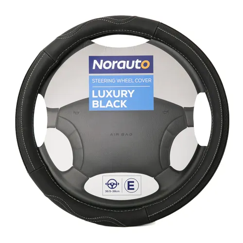 Norauto Lenkradbezug aus echtem Leder, schwarz