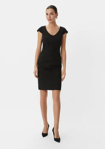 COMMA Damen Kleid 2146135, Slim Fit mit V-Ausschnitt - Freizeitkleider für Damen, Shaped Fit mit Ziernaht und Kappärmeln, ideal für elegante Anlässe oder entspannte Freizeitaktivitäten.