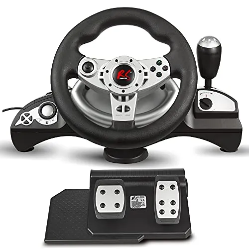 NanoRS RS700 Gaming Rennlenkrad - 270° Lenkbereich, 7 in 1 Kompatibilität für PS4, PS3, Xbox ONE und PC, realistische Vibrationen und ergonomisches Design