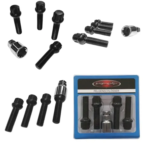 Felgenschloss M14x1,5x45mm Kugelbund R14 kompatibel mit Mercedes-Benz 4x schwarze Felgenschlösser Felgensicherungen-Set Felgen-Diebstahlsicherung Radsicherungen Radschlösser Radschrauben Radschrauben