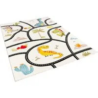 Pergamon Kinder Teppich Maui Kids Dino - Bunter Straßenteppich in 5 Größen - Teppiche fürs Kinderzimmer, schadstoffgeprüft nach Öko-Tex Standard 100, ideal für ein sicheres und farbenfrohes Spielumfeld.