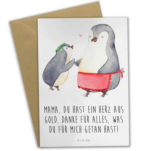 Mr. & Mrs. Panda babykarte Mama Herz Gold - Geschenk, Bedanken, Beileidskarte, Geschenke, Geburtstag, vatertagskarte, Aufmerksamkeit, Lächeln, danke, Grußkarte, einladungskarten, Mutterliebe, sagen