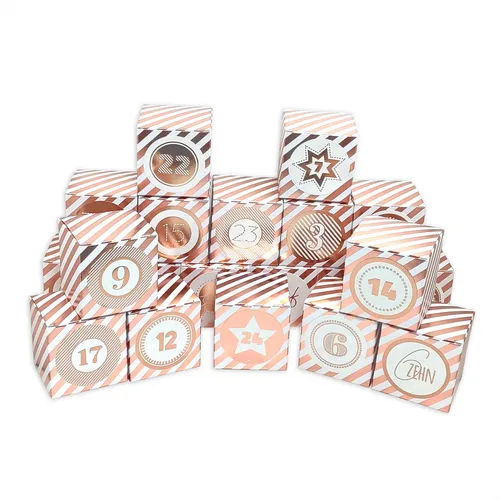 DIY Adventskalender zum Befüllen Faltschachteln rosegold XL Ziffern rosegold