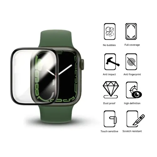 Für Apple Watch Series 9 8 7 45mm Plexiglas Display Full Schutz Folie Flexibel