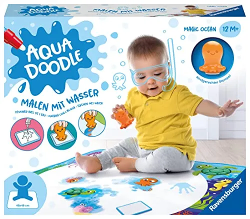 Ravensburger 4568 Aquadoodle Magic Ocean - Stempelset mit magischer Stoffmatte für Babys ab 1 Jahr, fleckenfreies Stempeln mit Wasser und Entdecken der Unterwasserwelt