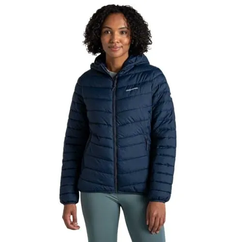Craghoppers Compresslite IX Hooded Jacket Women - Größe 16 UK - Outdoor Freizeitjacke für Damen, thermoisolierend und umweltfreundlich aus 100 % recyceltem Polyester, ideal für Reisen und leichte Regenbedingungen.