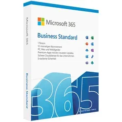 Microsoft 365 Business Standard - Box-Pack (1 Jahr) - Office-Software mit 99,9 % Verfügbarkeit, modernster Sicherheit und einfacher Verwaltung für Ihr Unternehmen. Perfekt für effiziente Teamarbeit und schnellen Support.