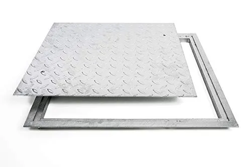 SA-80 Stahl Schachtabdeckung verzinkt begehbar 800 x 800 mm Tränenblech Schachtdeckel Deckel mit Rahmen Kanalschacht quadratisch eckig