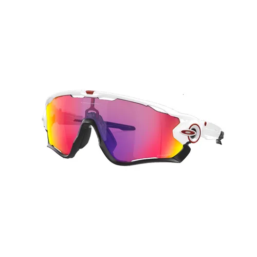 Oakley Jawbreaker Polished White / Prizm Road Sportbrille - Sportbrille mit Prizm Road Gläsern für optimierte Sicht und schnellem Glaswechsel dank Switchlock-Technologie, ideal für Leistungssportler.
