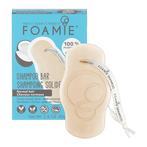 Foamie Shake Your Coconuts Shampoo Bar 80 g - Organisches Shampoo für normales Haar, vegan und ohne Silikone. Reinigt sanft und spendet intensiv Feuchtigkeit für gesundes, glänzendes Haar.