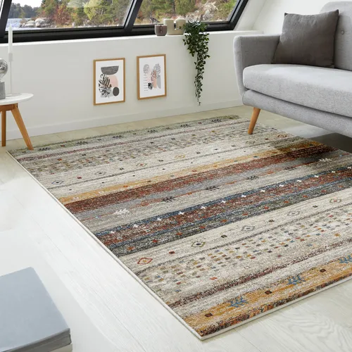 LUXOR living Teppich Montreal, rechteckig - Flachgewebe-Teppich mit modernem, abstraktem Design, 12 mm Höhe, ideal für Wohnzimmer und Schlafzimmer, kuschelige Oberfläche aus Polypropylen.