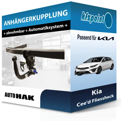 Abnehmbare Anhängerkupplung für Kia Cee'd Fliessheck (05.2018-heute) - Anhängerkupplung von Auto Hak, abnehmbar und ohne Eintragung in die Fahrzeugpapiere, ideal für vielseitige Nutzung mit einer Anhängelast von bis zu 1500 kg.