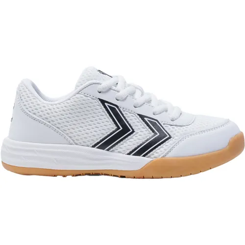 hummel MULTIPLAY Flex LC JR Sneaker - Weiß/Schwarz, Größe 32 EU - Sneaker mit breiter, stabiler TPR-Außensohle und sechseckigem Profil für optimalen Grip, ideal für aktive Kinder.