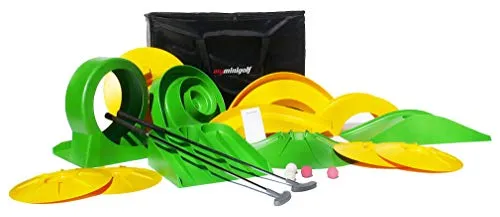 myminigolf Professional Minigolf Komplettset (Minigolf-Set Pro mit 13 Hindernisse, Tasche, 2 Schläger, 4 Bälle, Block) 003