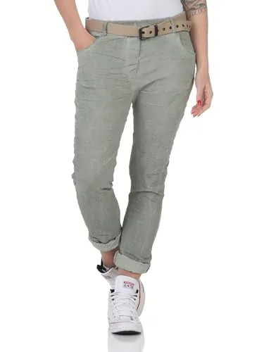 simaranda Damen Jogginghose im Vintage Look Sweatpants für Freizeit Sport und Fitness 21306 (DE/NL/SE/PL, Numerisch, 34, 38, Regular, Regular, Khaki)