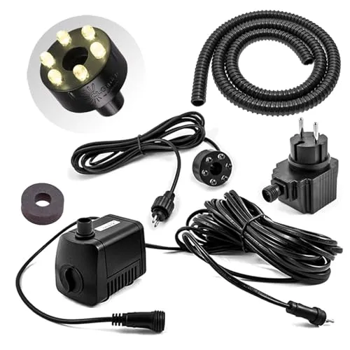 CLGarden Springbrunnenpumpe Set SP1-S mit LED Beleuchtung - Wasserpumpen für Gartenbrunnen mit warmweißer LED-Beleuchtung, sicher bei 12V und ideal für stimmungsvolle Wasserspiele in Ihrem Garten.