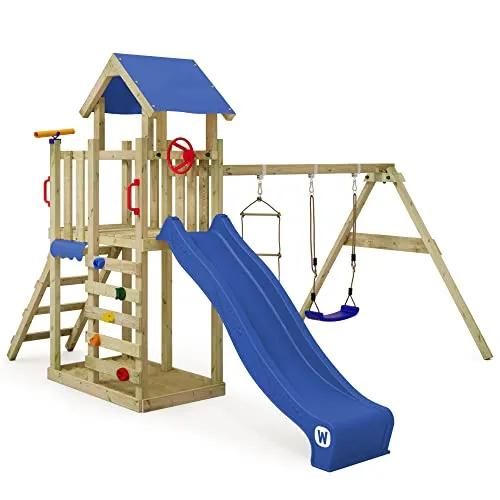 Wickey Spielturm Klettergerüst MultiFlyer Light mit Schaukel und Rutsche - Outdoor-Spielspaß für Kinder: Der MultiFlyer Light bietet eine Podesthöhe von 120 cm, eine integrierte Schaukel, Rutsche und Sandkasten. Ideal für unvergessliche Abenteuer im eigenen Garten – sicher und stabil gebaut!