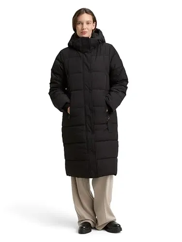 TOM TAILOR Damen 1047532 Jacke, Deep Black, S - Funktionsjacke mit abnehmbarer Kapuze, wasserabweisend und atmungsaktiv. Fleece-Innenfutter für hohen Tragekomfort, ideal für kalte Tage.