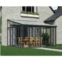 Palram Canopia Terrassendach Sanremo 400x425 cm - Markisen für ganzjährigen Gebrauch, extrem stabil mit 150 kg/m² Schneelast, witterungsbeständig und wartungsfrei, inklusive Regenrinne und Belüftungsoptionen.