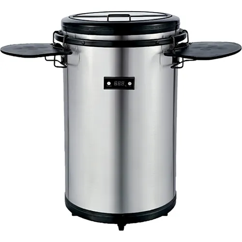 WOLKENSTEIN PC 500-IX Party Cooler - Silber, 46 Liter Nutzinhalt, elegante Touch-Control Temperaturregelung und 2 abklappbare Tische für perfekte Partys