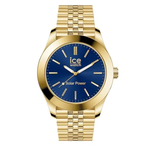 ICE-WATCH - Ice Steel Gold Blue - Luxuriöse Herrenuhr mit Solarenergie - Armbanduhren für Herren mit Solarenergie, leuchtenden Zeigern und eleganter Gold Edelstahl Verarbeitung. Ideal für stilbewusste Männer.