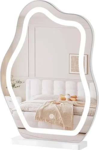 Woltu Schminkspiegel mit Beleuchtung - Wolkenform, dimmbar, 3 Farbtemperaturen - Schminkspiegel in einzigartiger Wolkenform mit dimmbarer LED-Beleuchtung und 3 Farbtemperaturen, ideal für präzises Schminken und stilvolle Einrichtung.